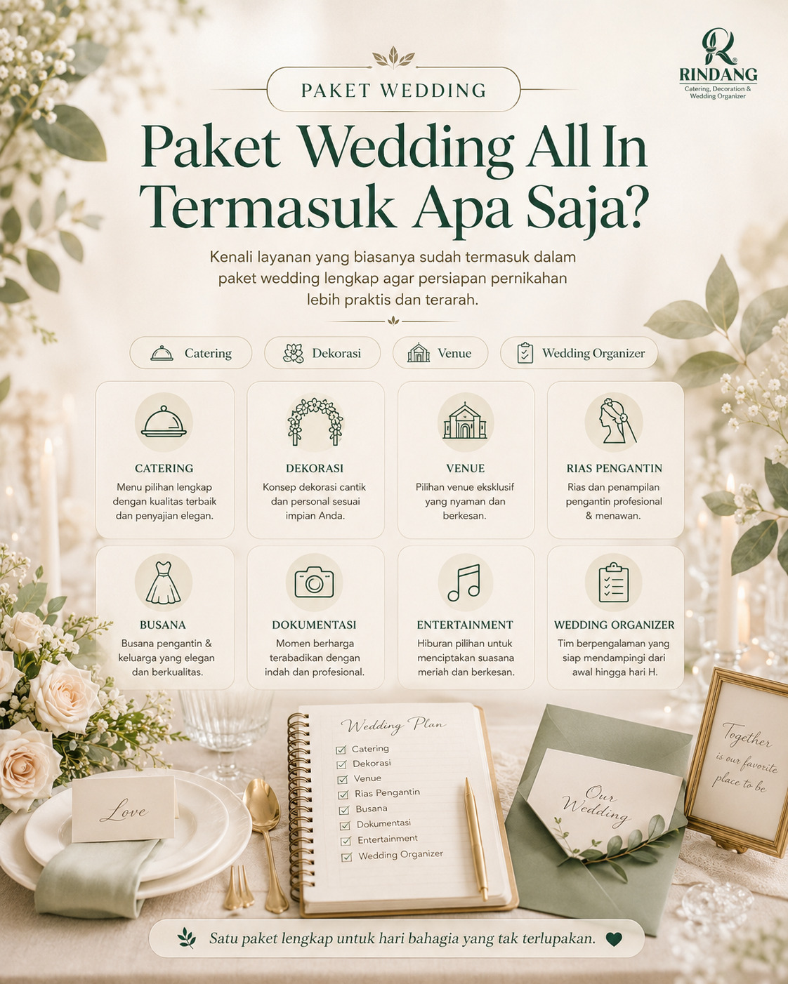 Paket Wedding All In Termasuk Apa Saja? Ini Daftar Layanan yang Biasanya Didapat
