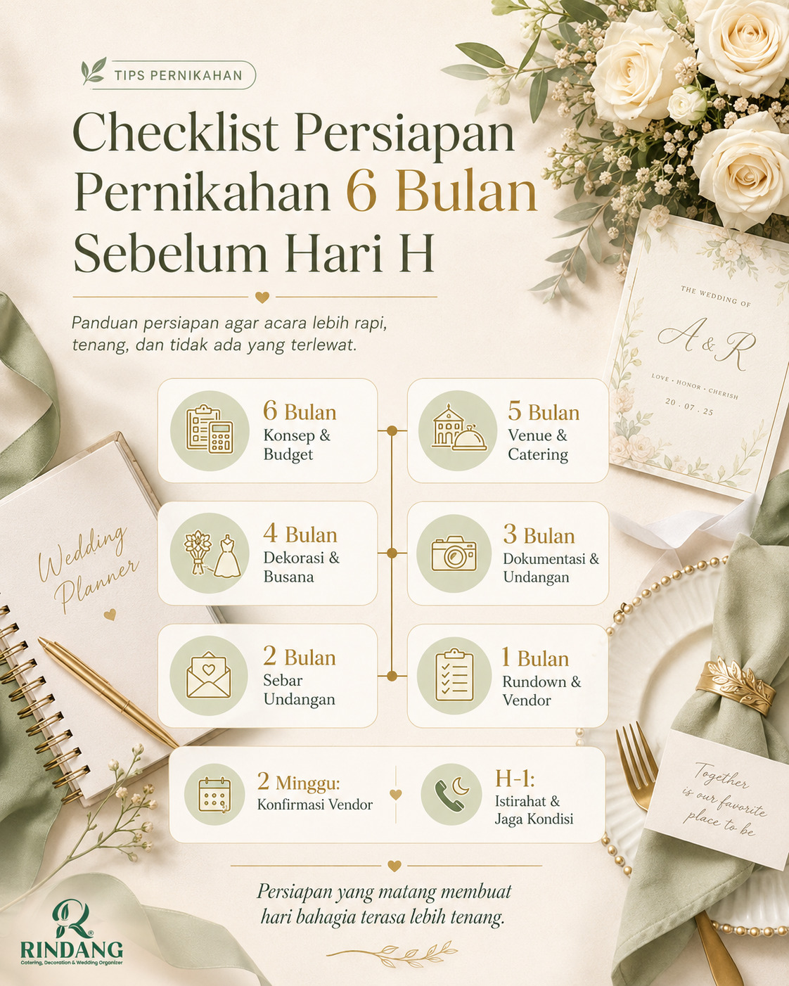 Checklist Persiapan Pernikahan 6 Bulan Sebelum Hari H
